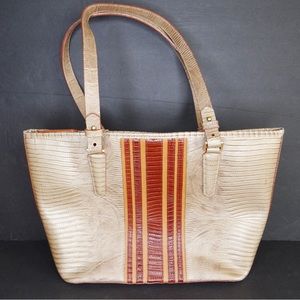 Brahmin Gold and Brown Tote Bag